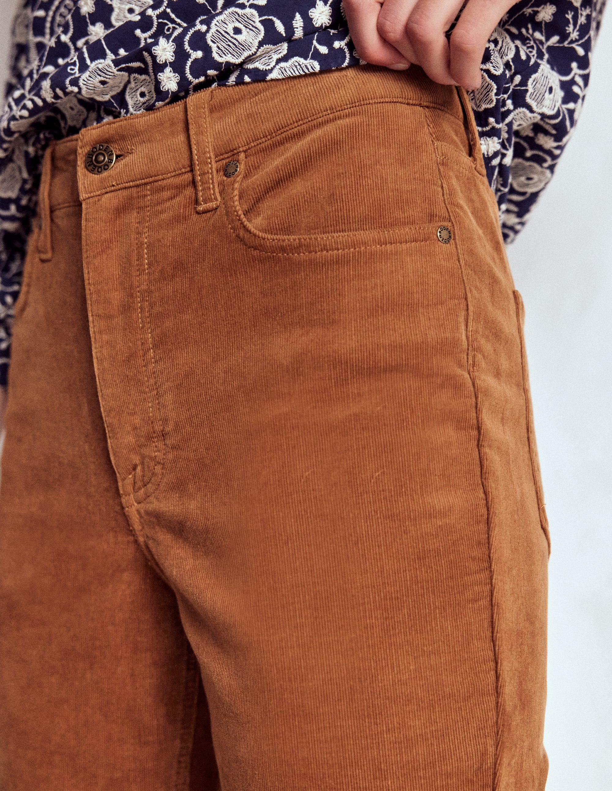 High Rise Cord Slim Jeans-Ginger - Image 5