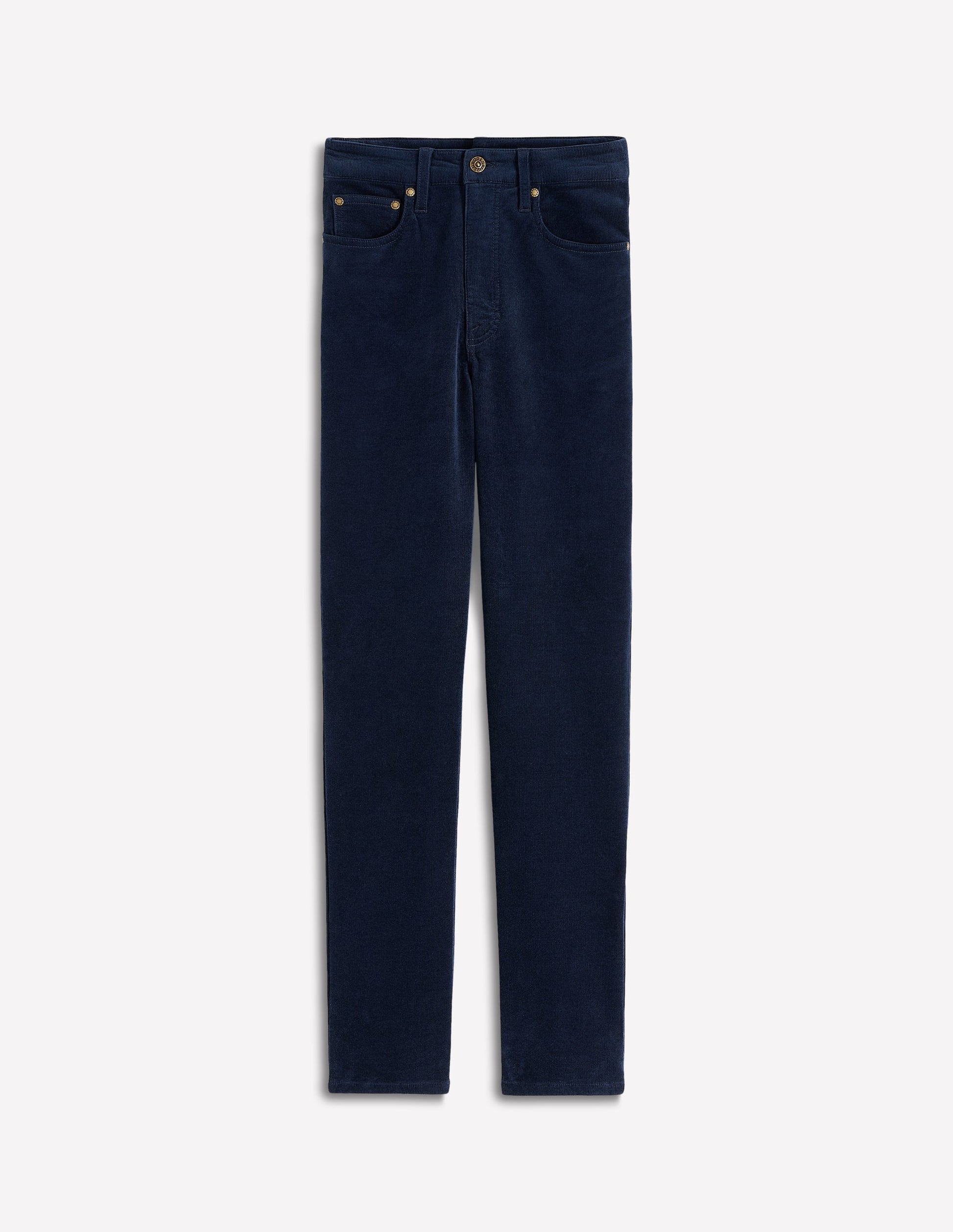 High-Waisted Cord Slim Jeans-Navy-6