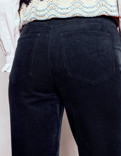 High-Waisted Cord Slim Jeans-Navy-3