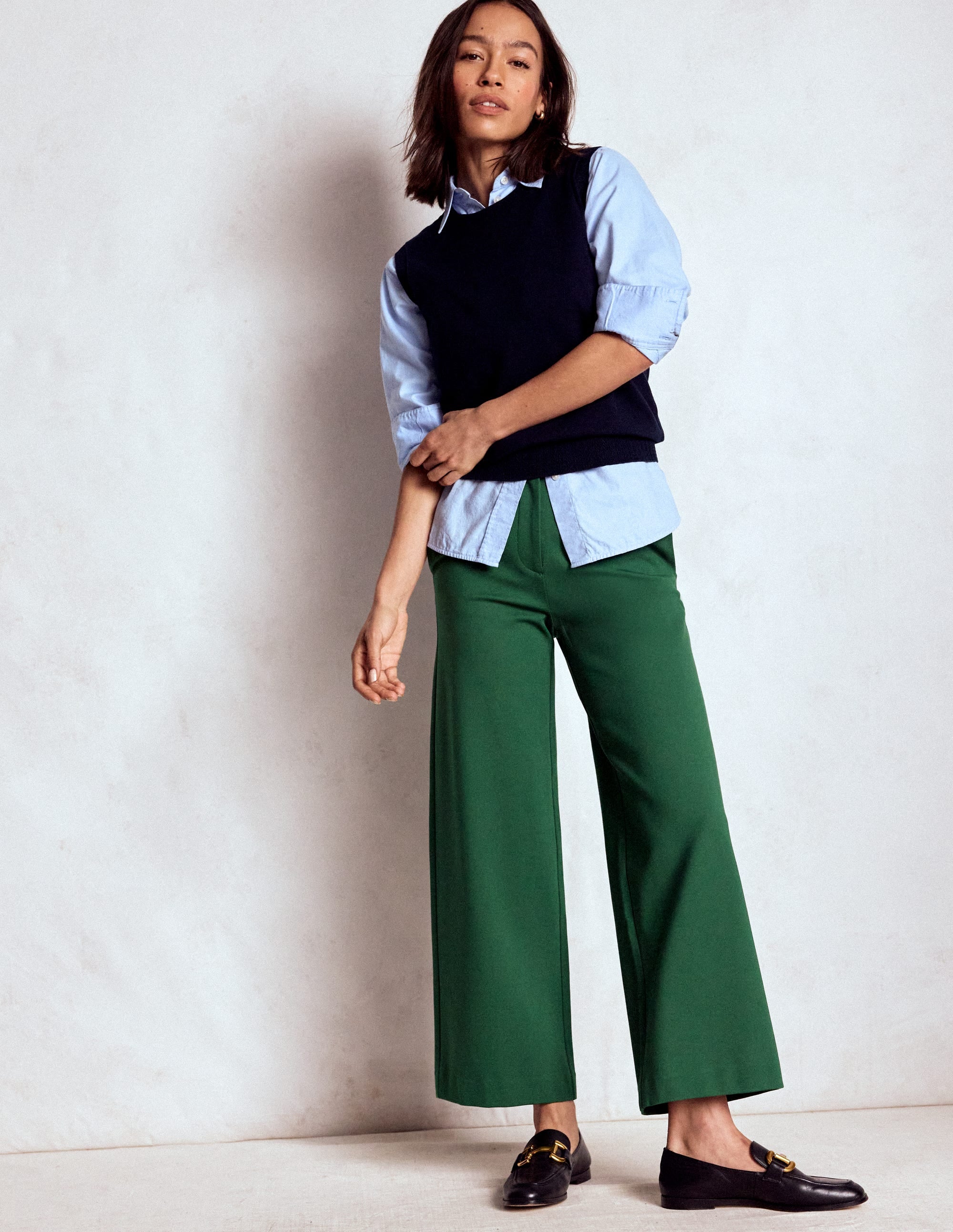 Belgravia Ponte Crop Trousers-Hunter Green - Image 1