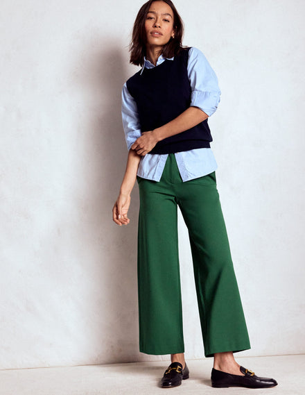 Belgravia Ponte Crop Trousers-Hunter Green