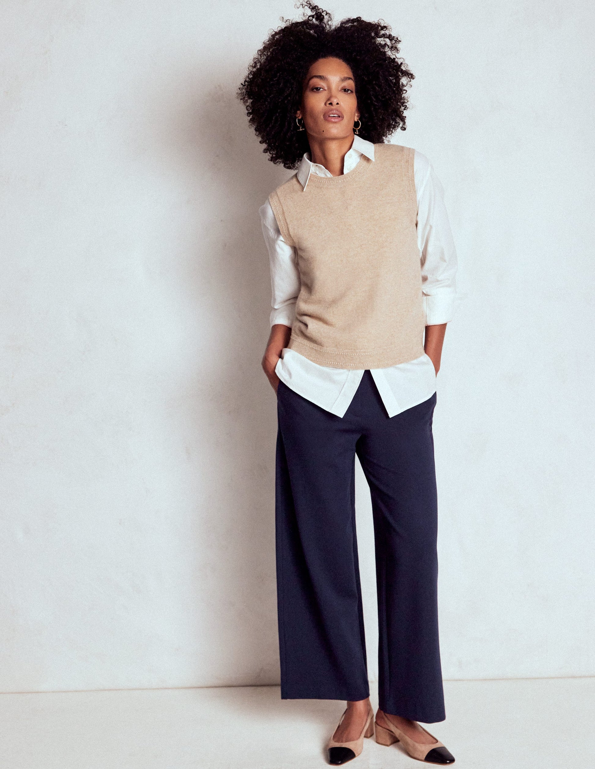 Belgravia Ponte Crop Trousers-Navy-1