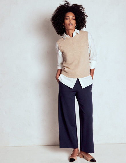 Belgravia Ponte Crop Trousers-Navy