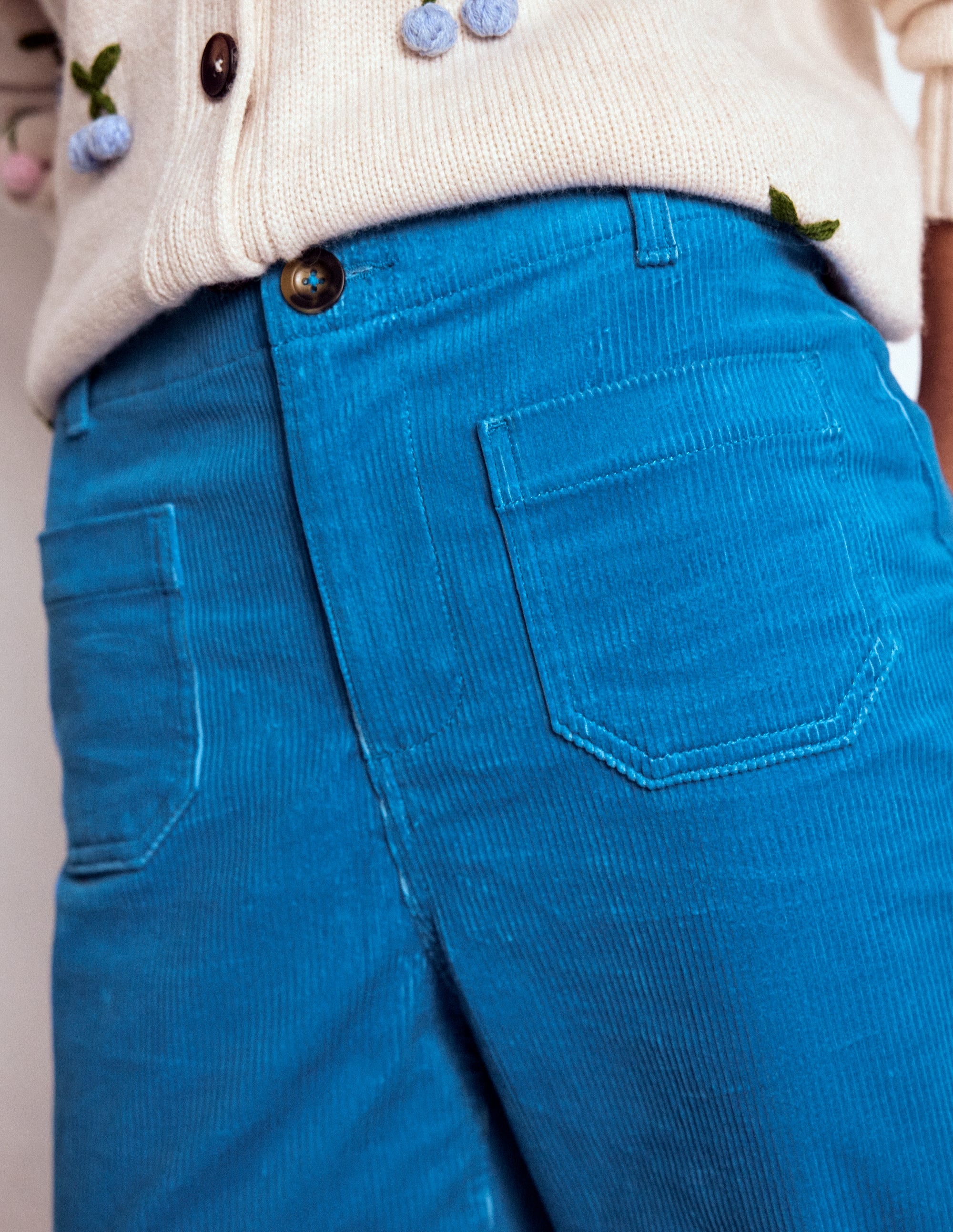 Primrose Cord Trousers-Bright Blue - Image 2