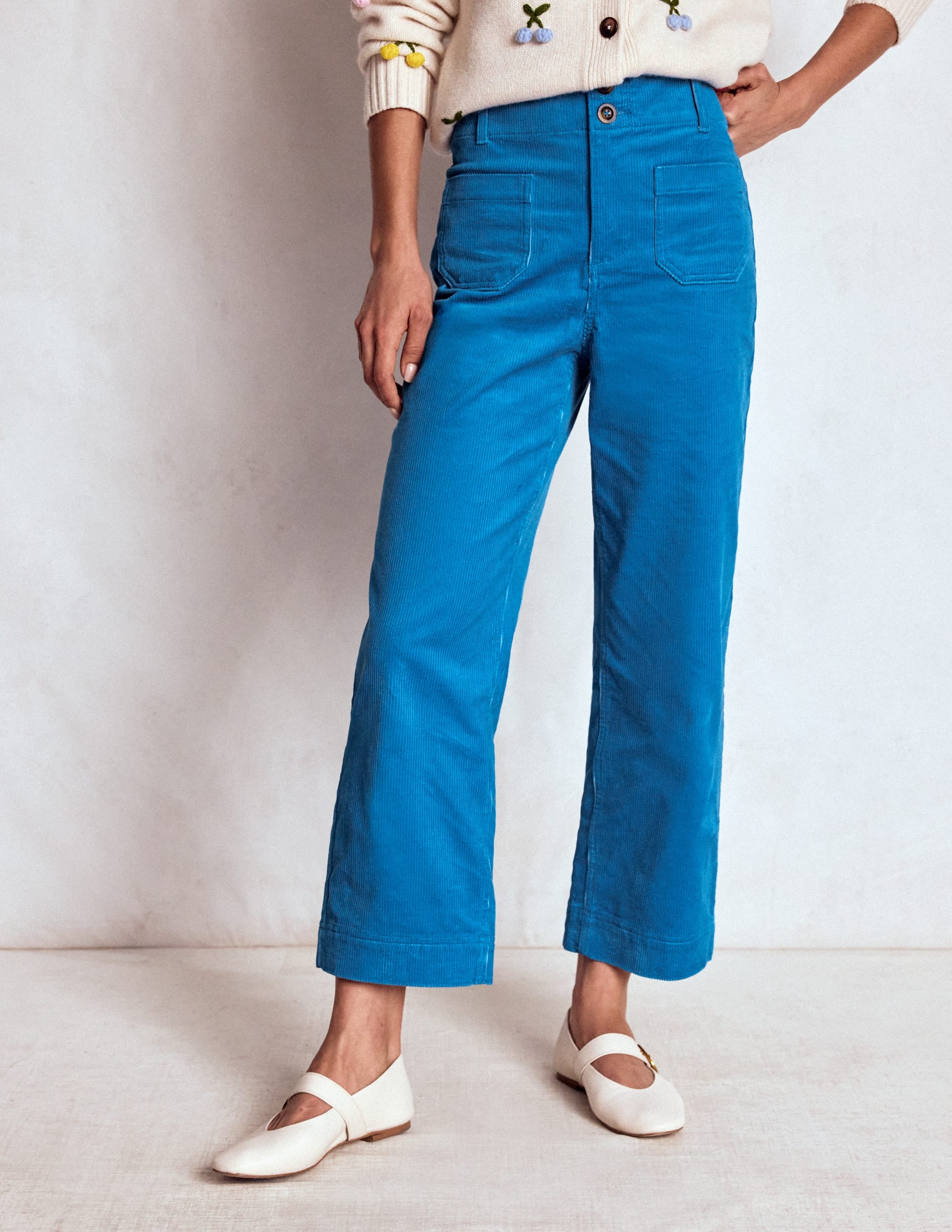 Primrose Cord Trousers-Bright Blue - Image 4