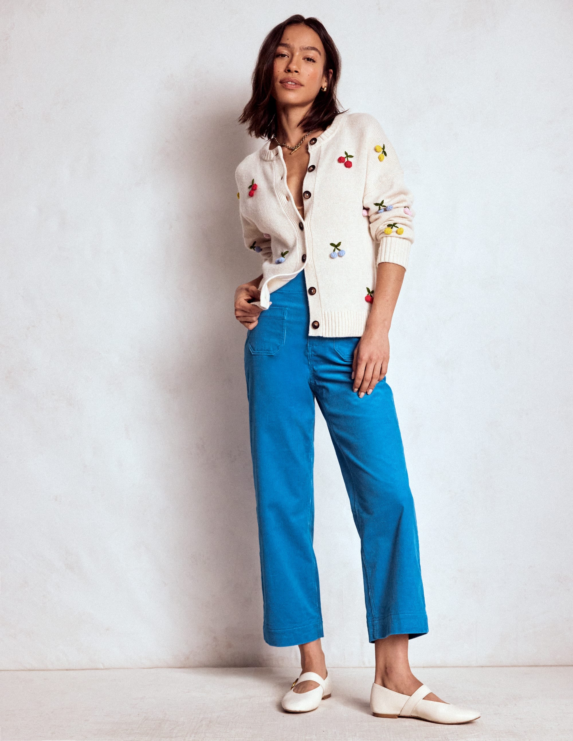 Primrose Cord Trousers-Bright Blue - Image 5