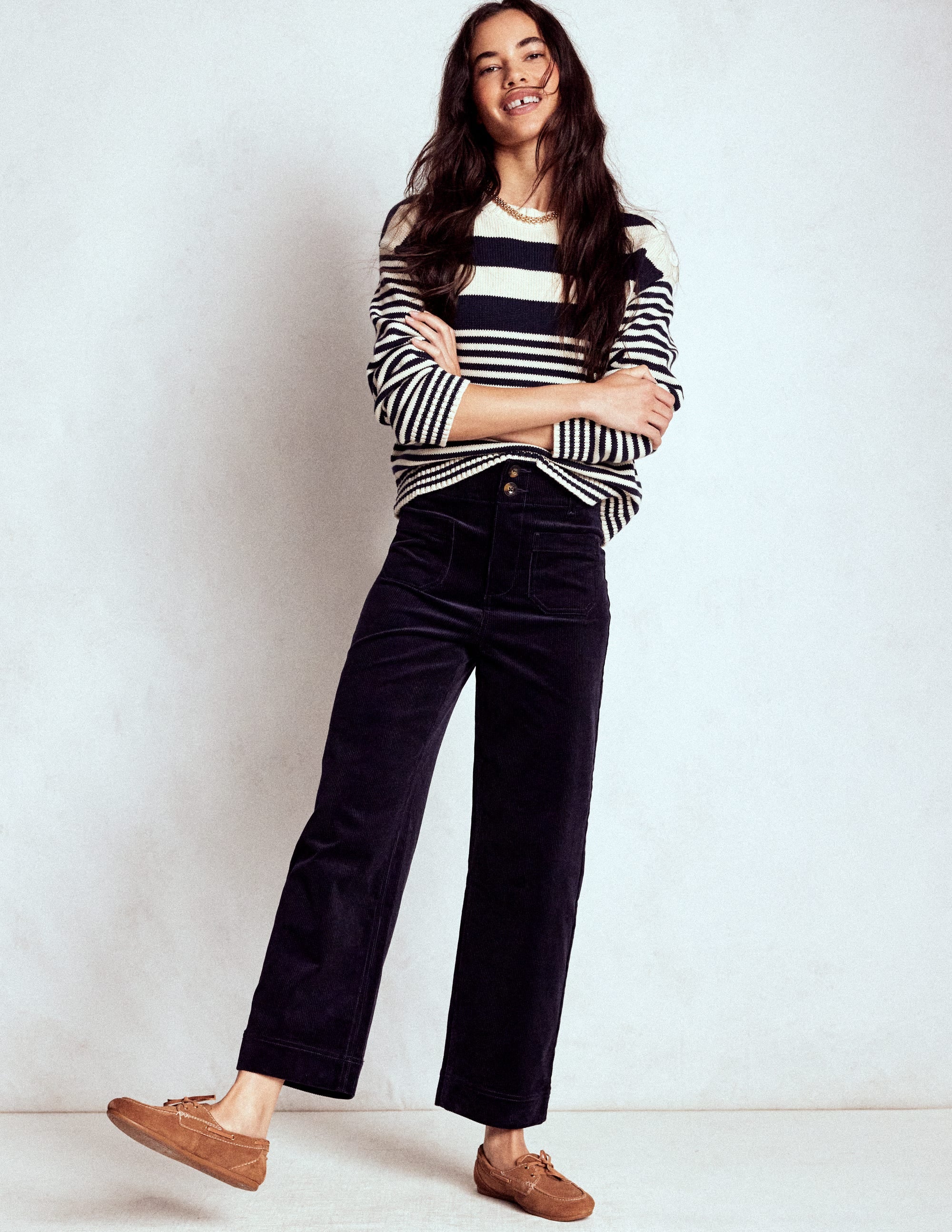 Primrose Cord Trousers-Navy - Image 1