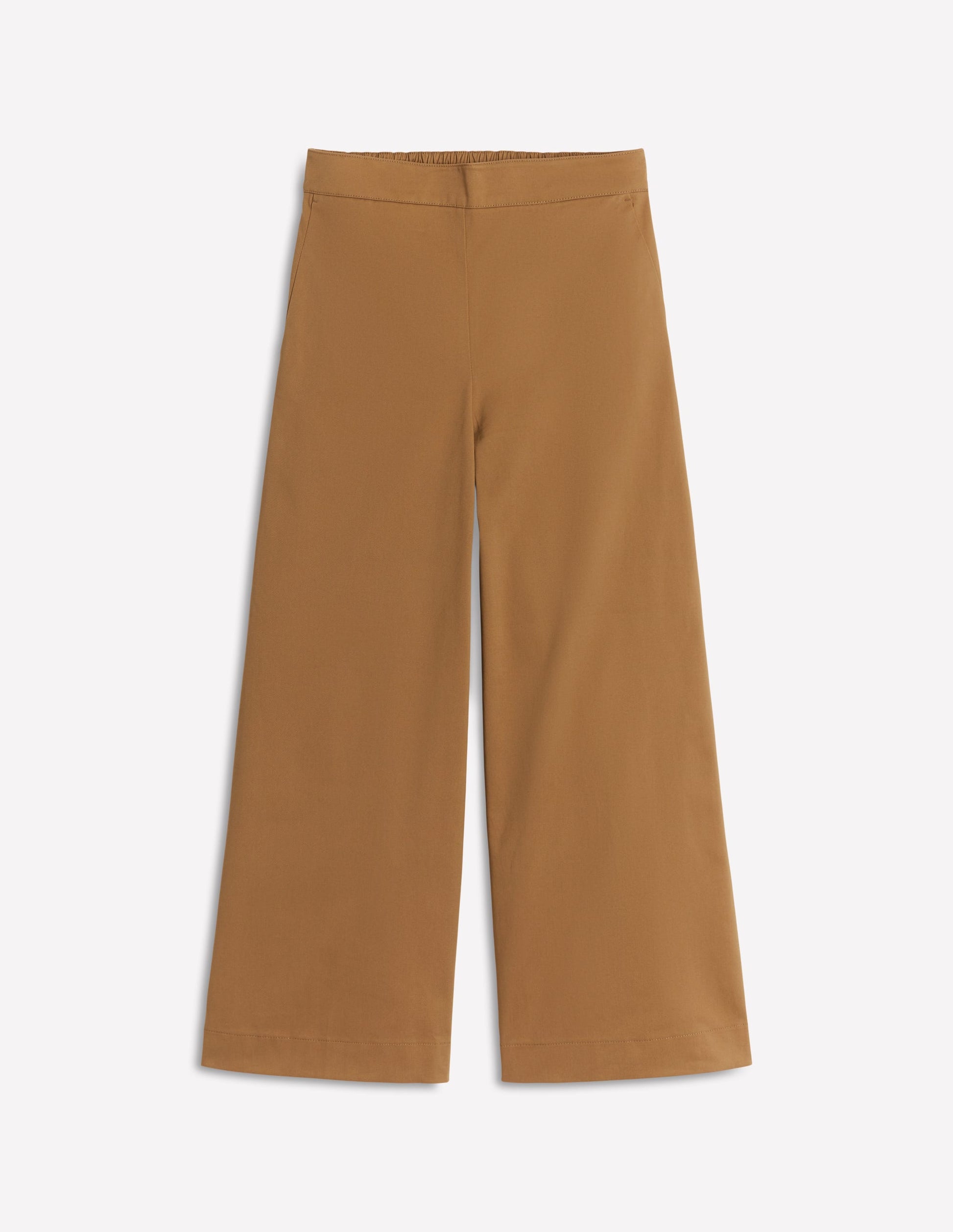 Pull-on Cropped Trousers-Hazelnut Brown-6