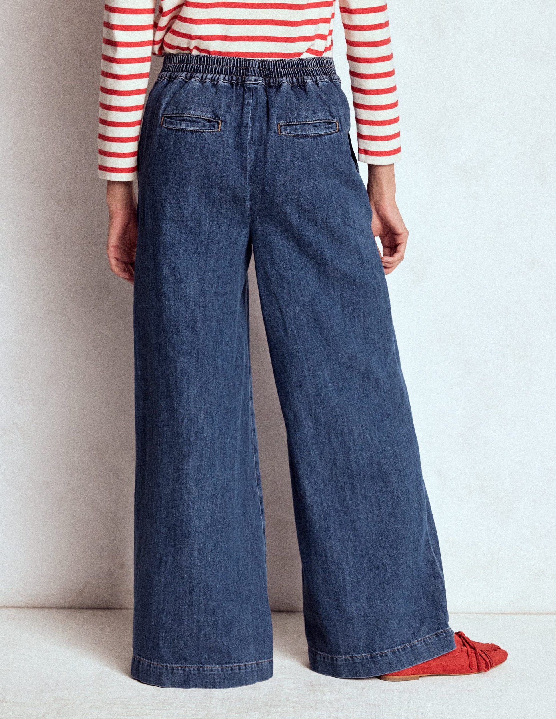 Pull-on Denim Trousers-MID WASH-3
