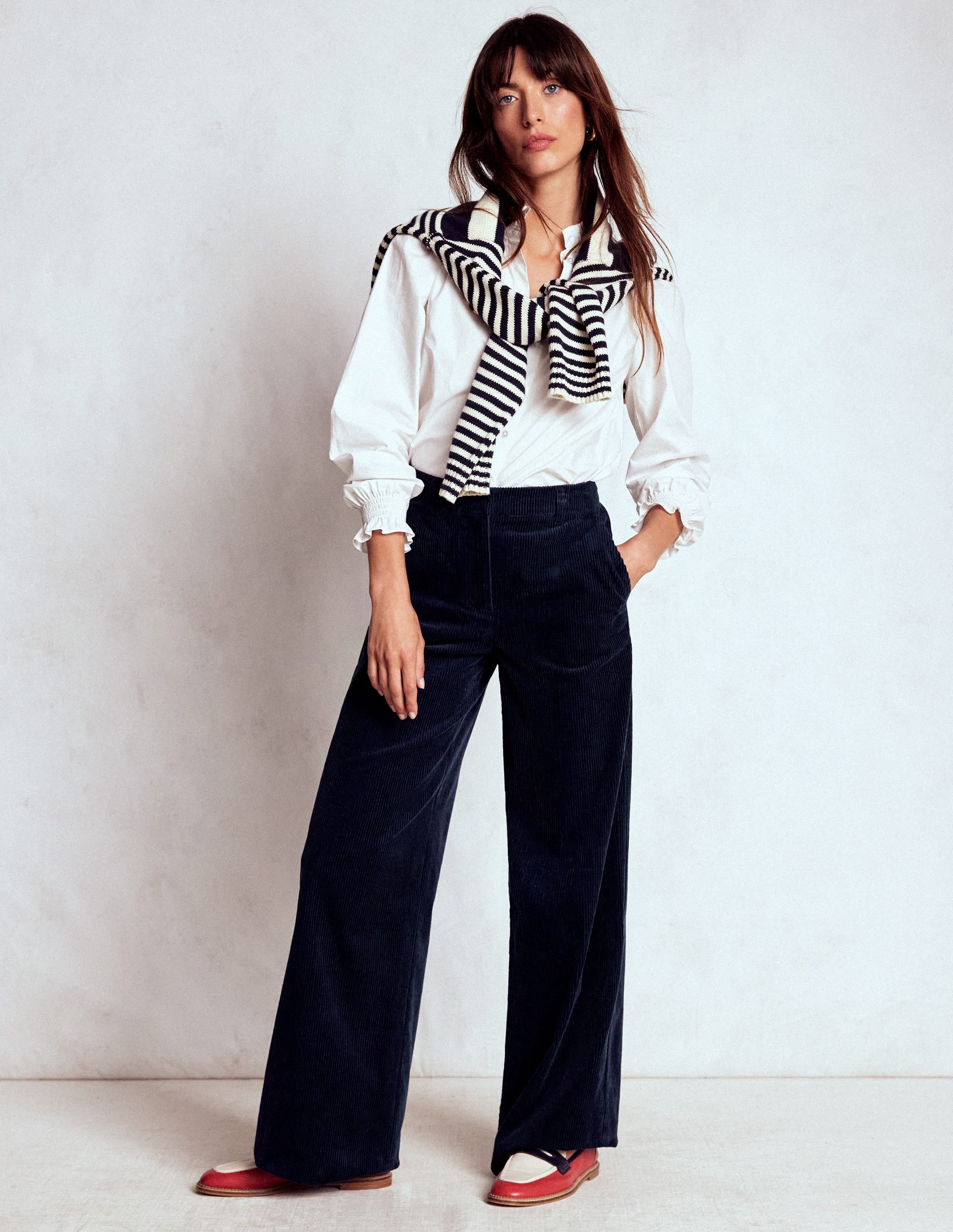 Belgravia Chunky Cord Trousers-Navy - Image 1