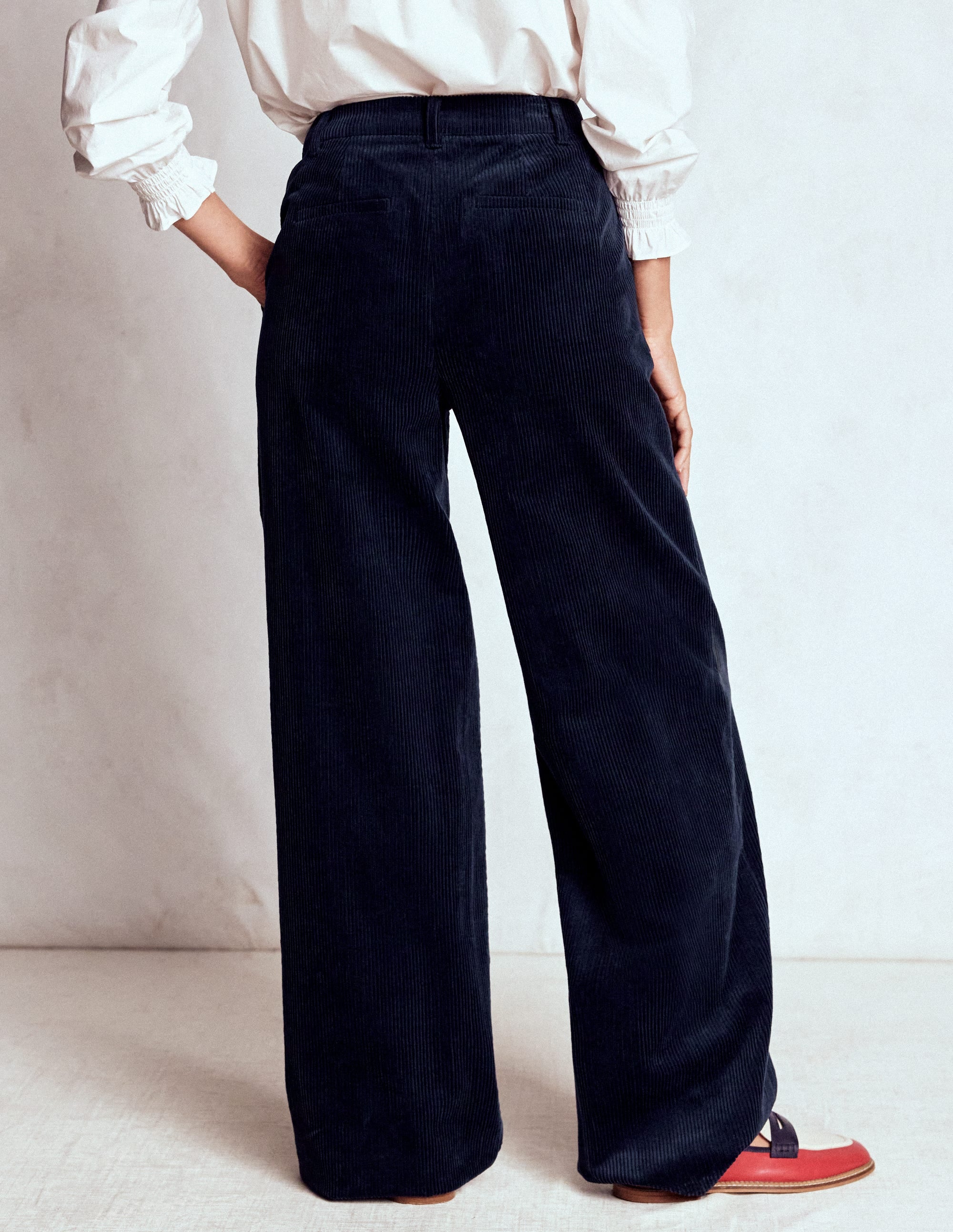 Belgravia Chunky Cord Trousers-Navy - Image 3