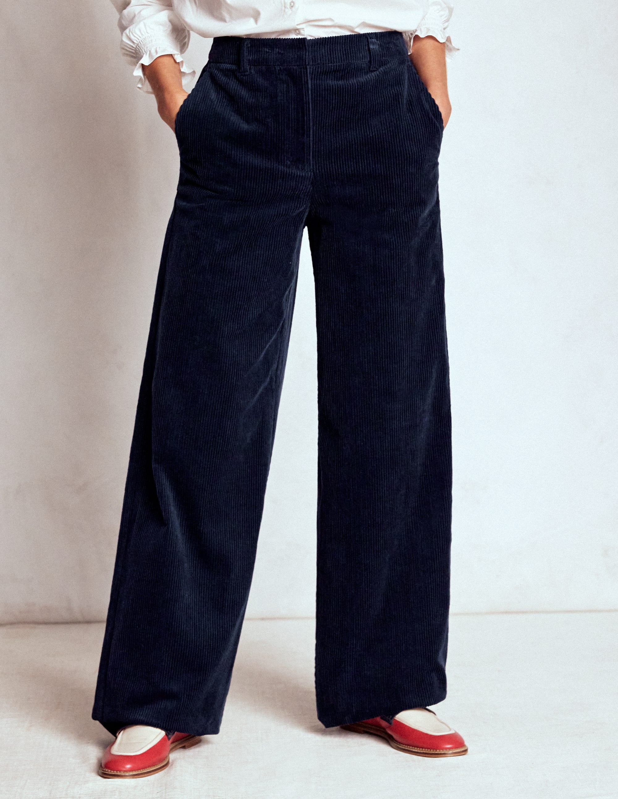 Belgravia Chunky Cord Trousers-Navy - Image 4
