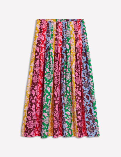 Valentina Poplin Midi Skirt-Multi, Ornate Vine Hotch-7
