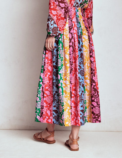 Valentina Poplin Midi Skirt-Multi, Ornate Vine Hotch-3
