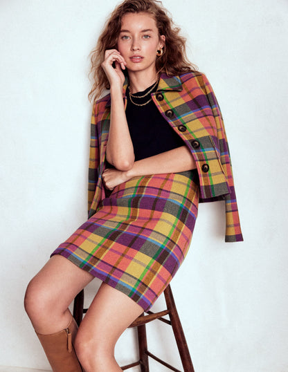 Gia Wool Short Skirt-PoppyRed and Pink Multigingham-1