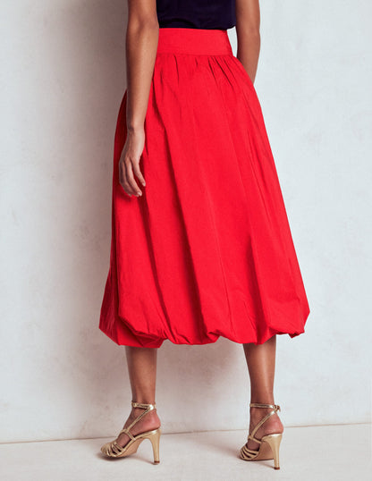 Bubble Hem Midi Skirt-Poppy Red-4