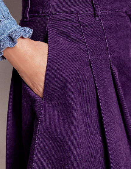 Pleated Cord Skirt-Mystical Purple
