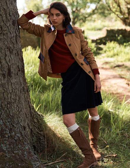 Helen Cord Kilt Skirt-Navy