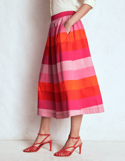 Verity Cotton Midi Skirt-Pink Tonal Multistripe-6