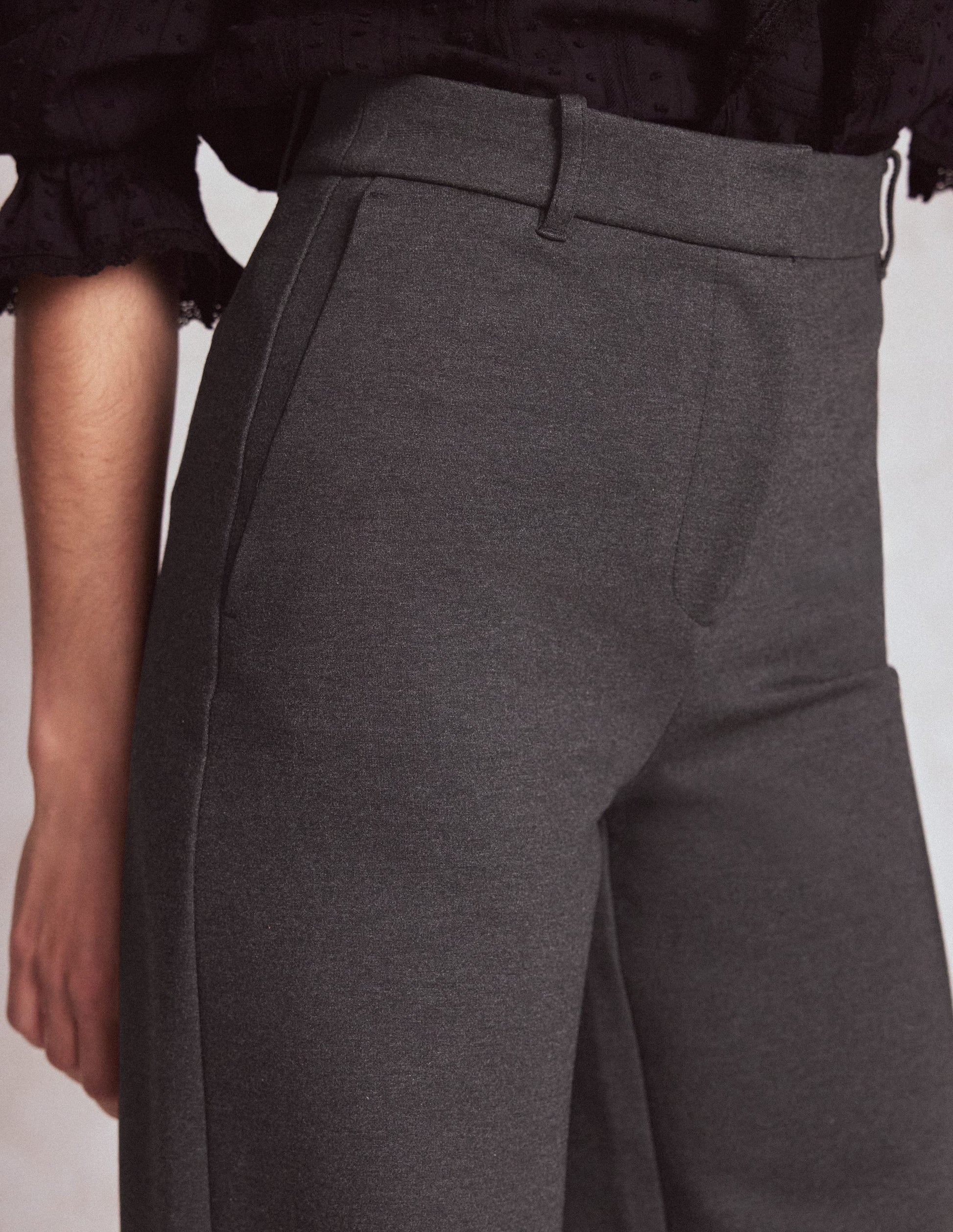 Belgravia Ponte Trousers-Charcoal Grey-2