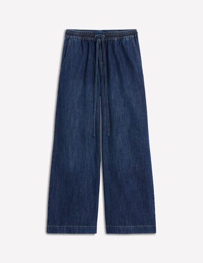 Drawcord Denim Trousers-MID WASH-7