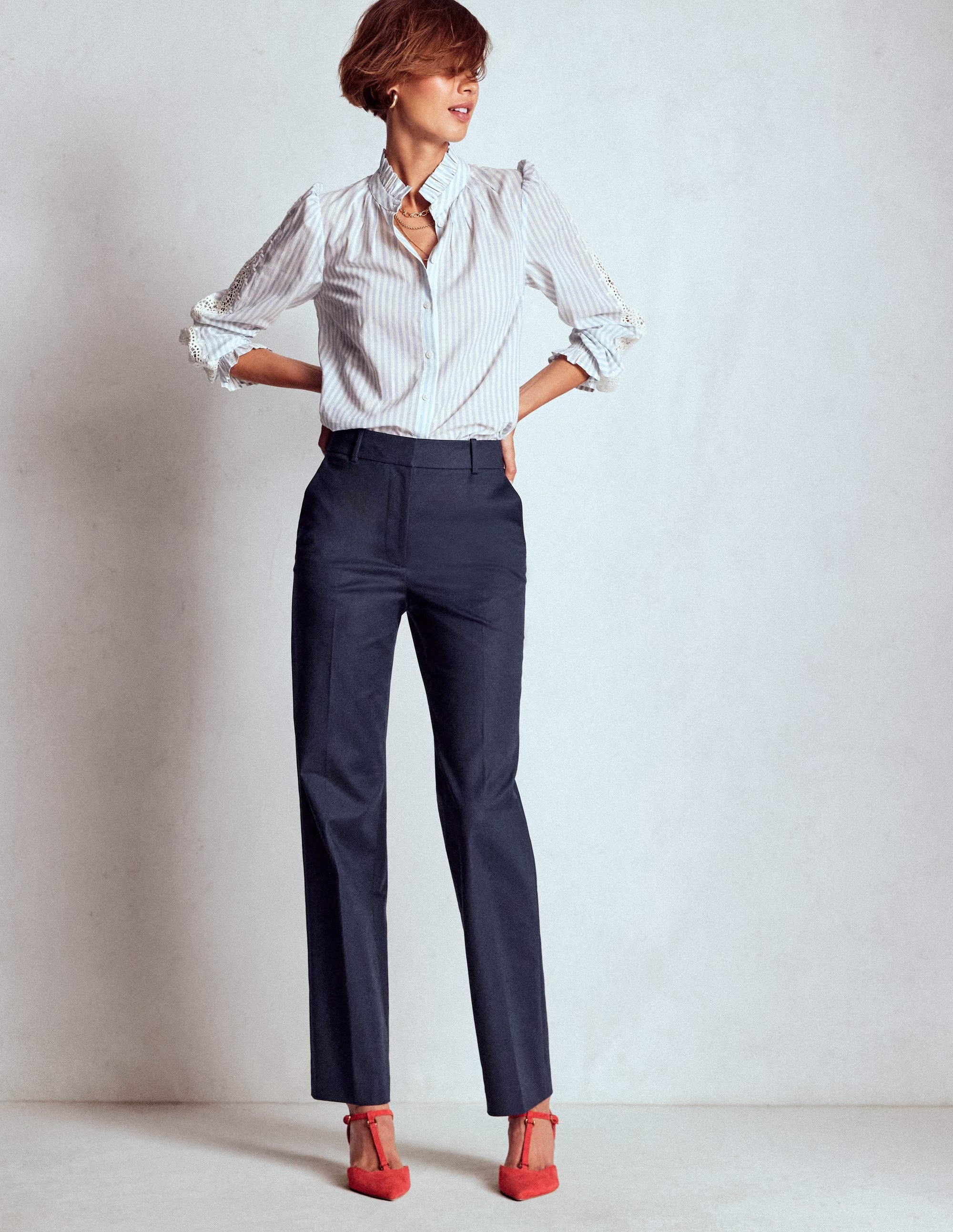 Canonbury Cotton Trousers-Navy - Image 1