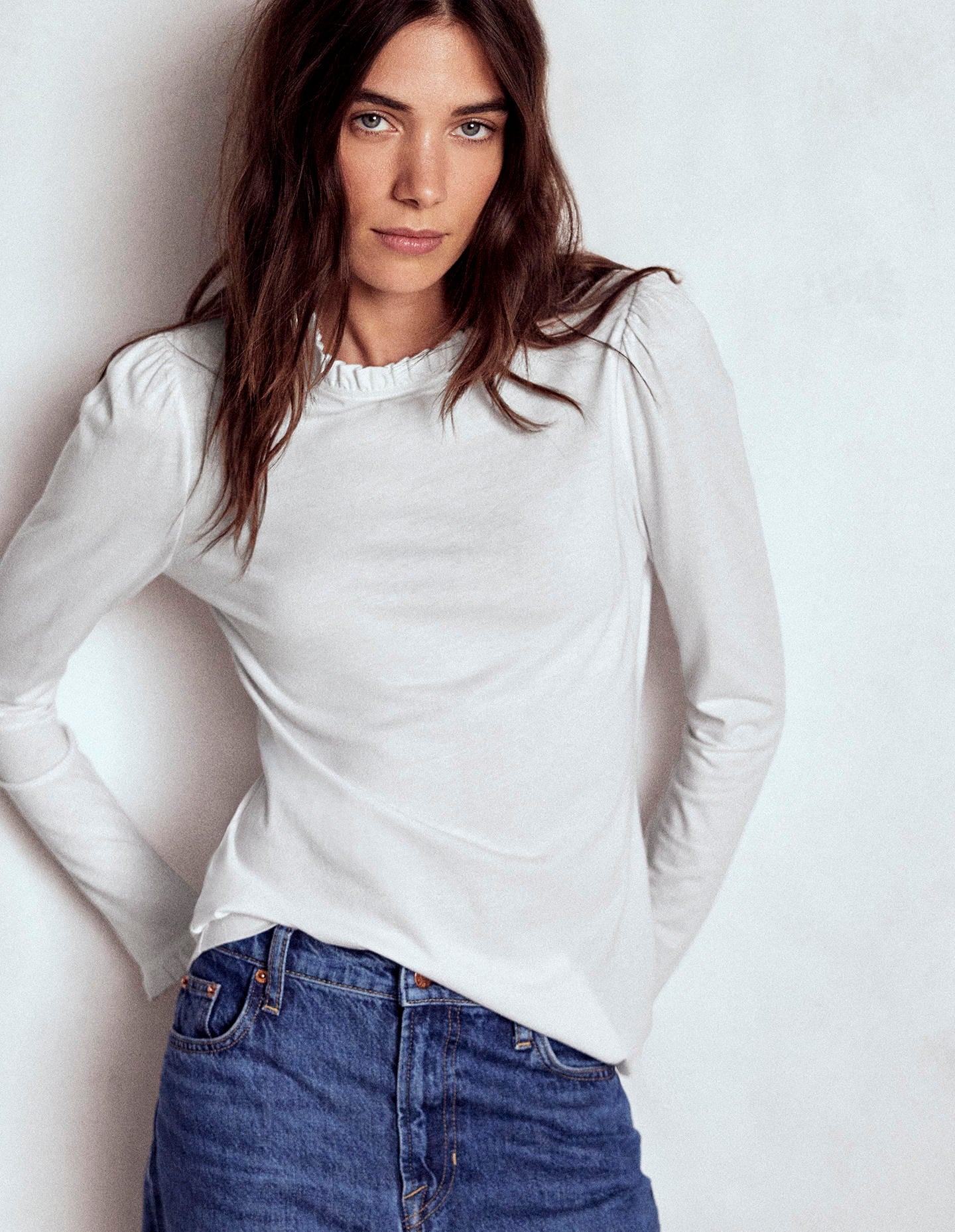 Supersoft Frill Detail Top-White
