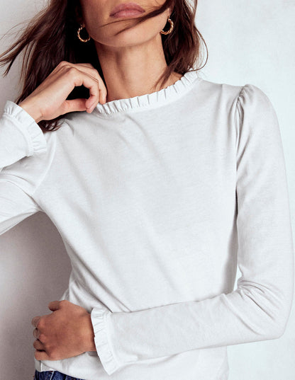 Supersoft Frill Detail Top-White-2