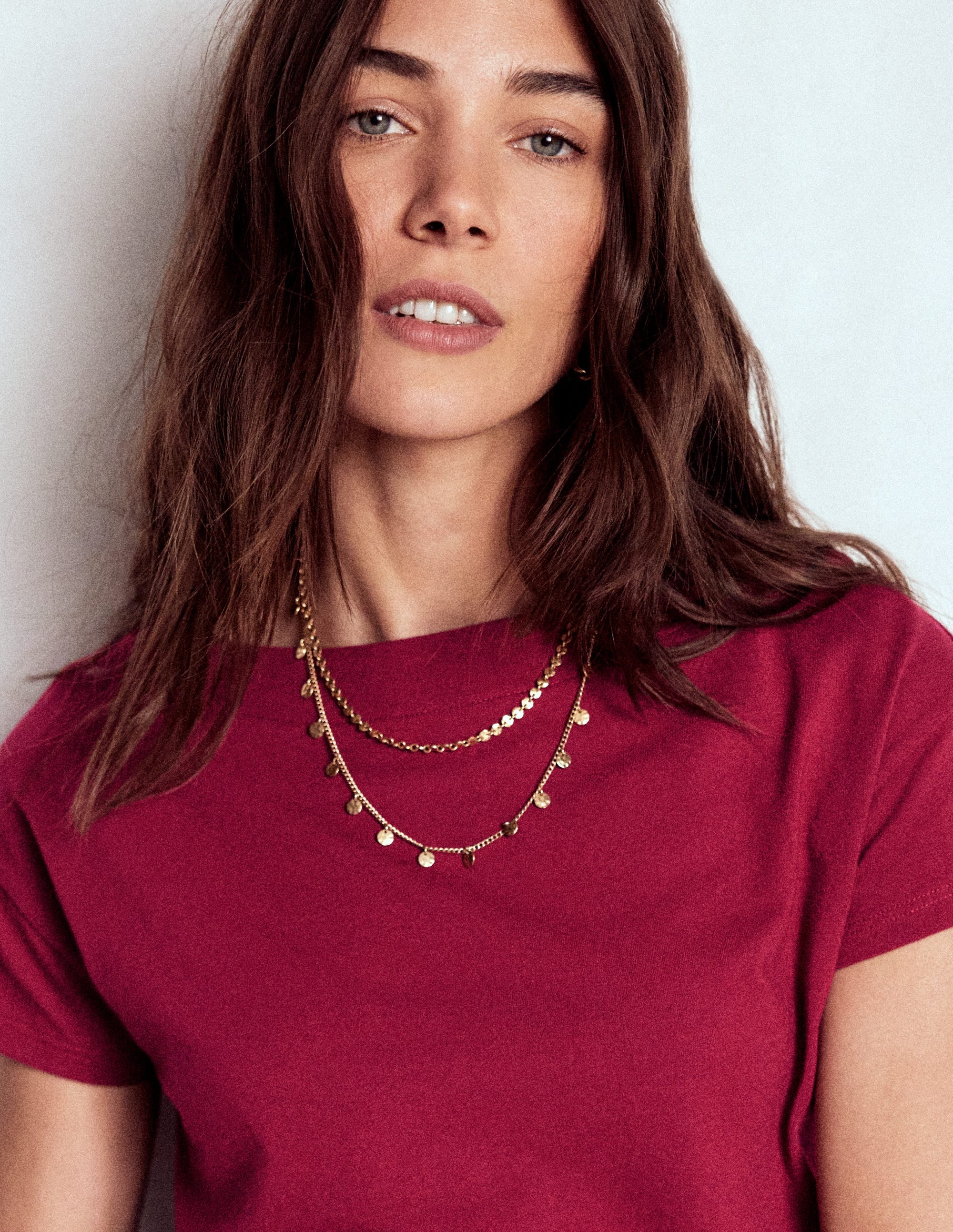 Supersoft Boat Neck T-Shirt-Burgundy Red - Image 1