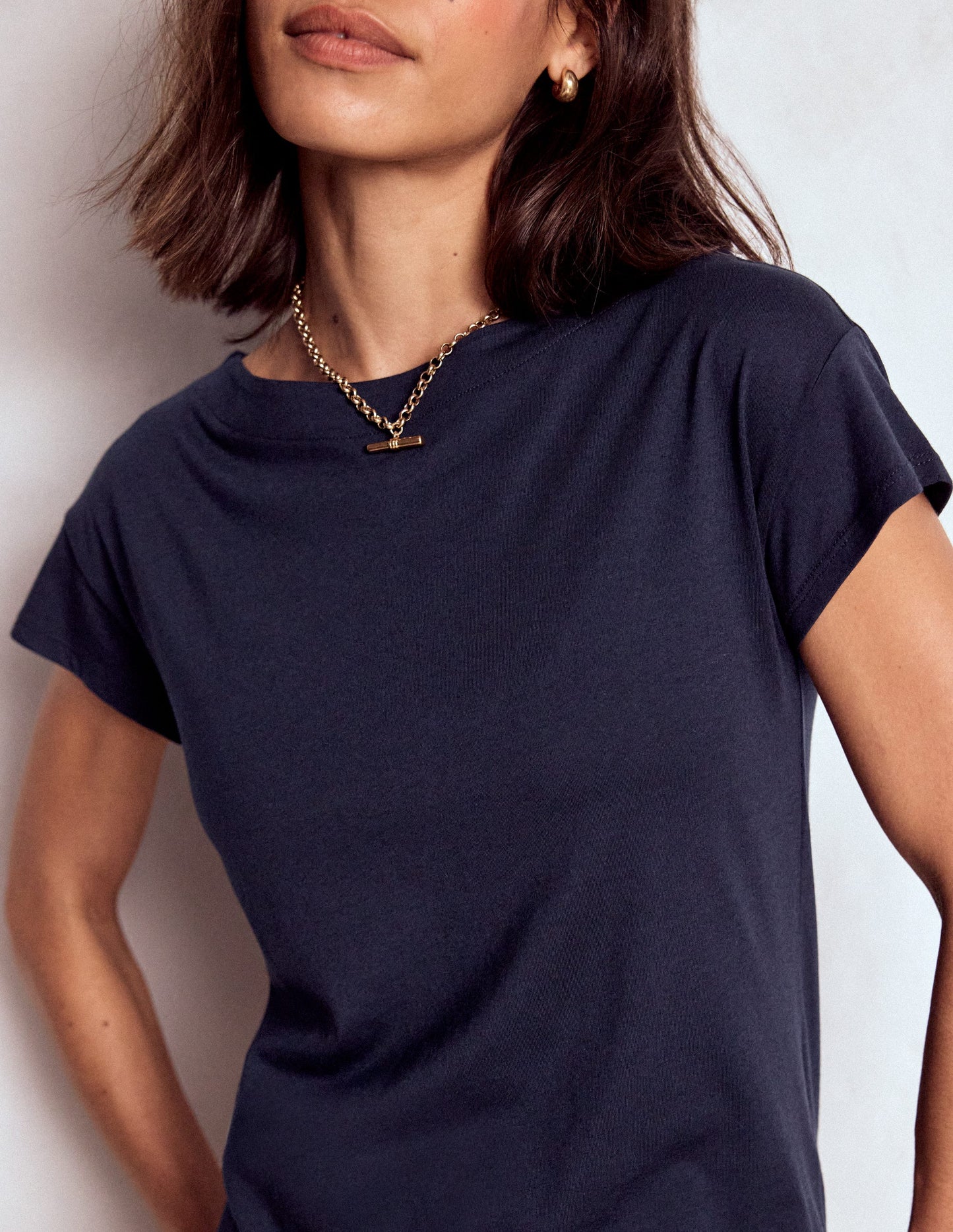 Supersoft Boat Neck T-Shirt-Navy