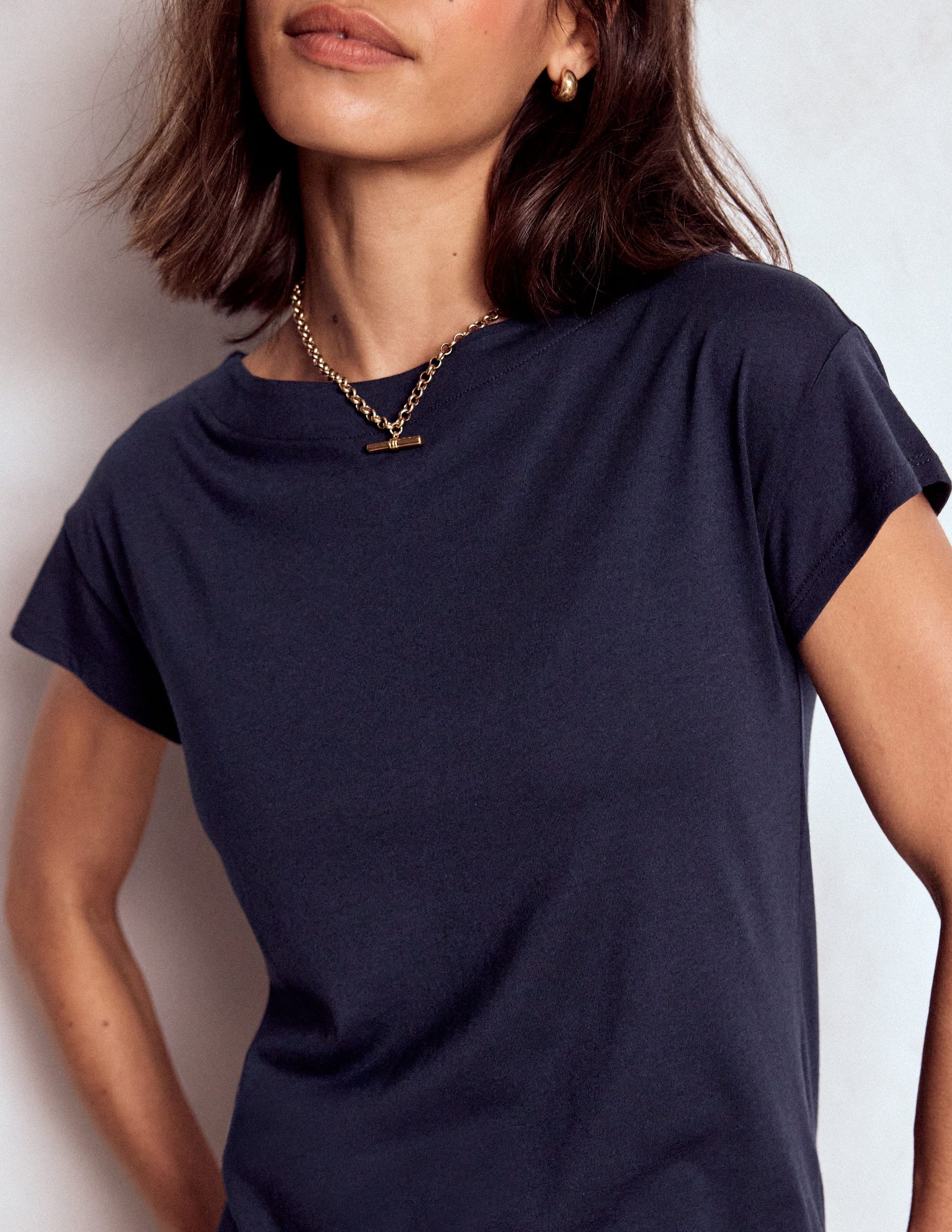 Supersoft Boat Neck T-Shirt-Navy-2