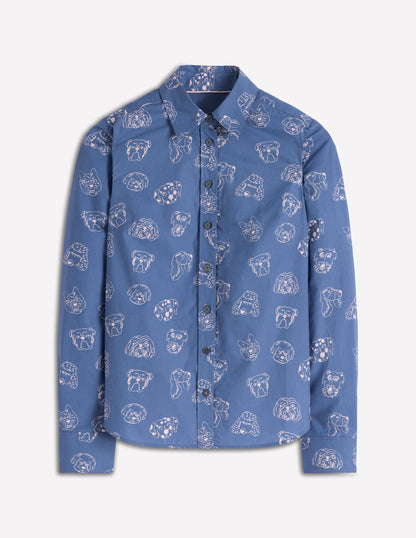 Sienna Cotton Shirt-Blue, Multi Dogs-5