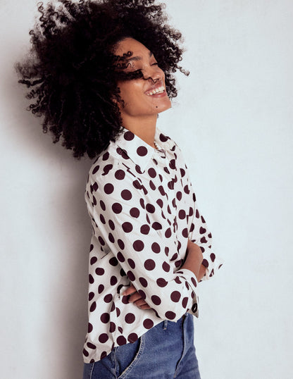 Sienna Cotton Shirt-Deep Wisteria, Spots-1