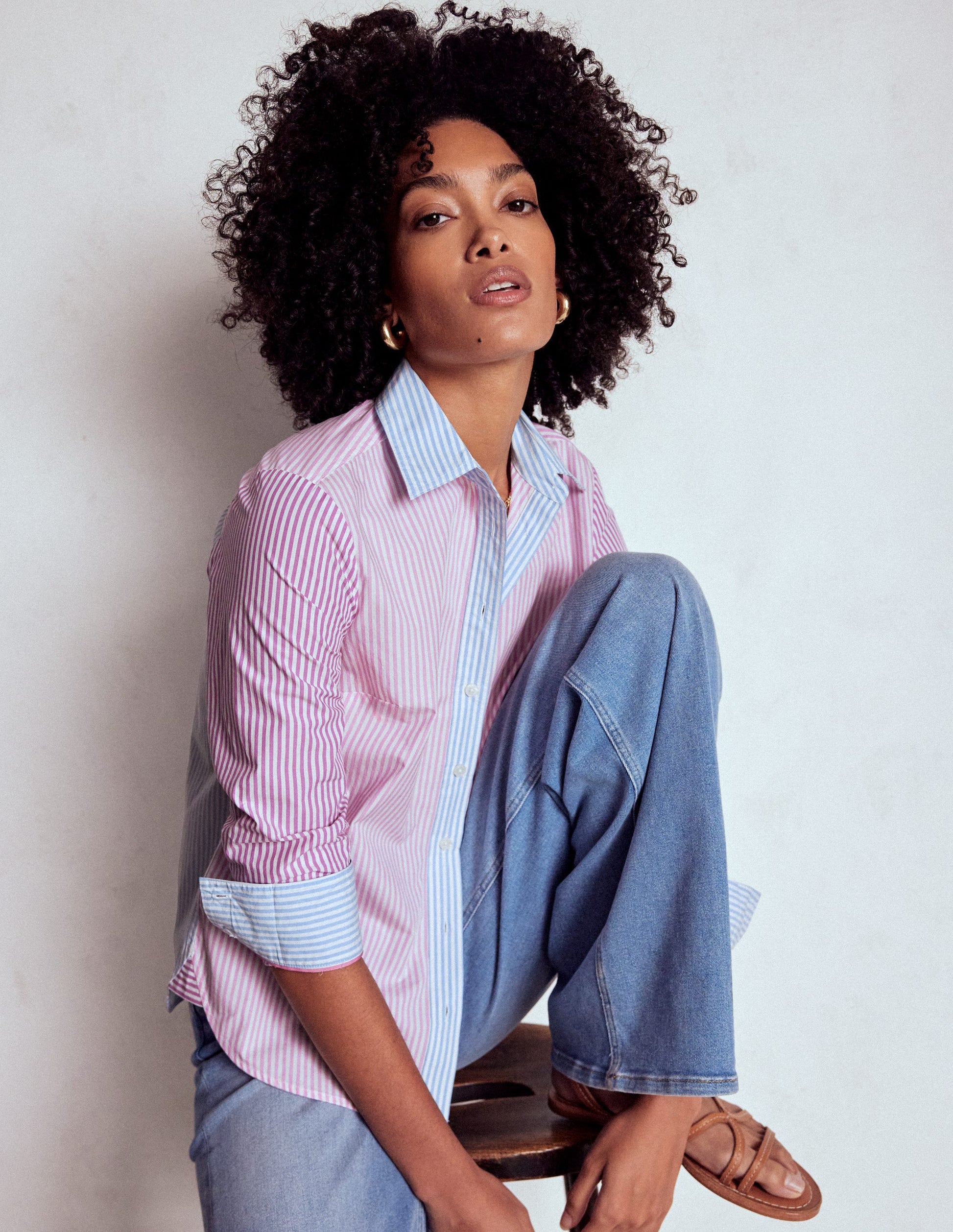 Sienna Cotton Shirt-Hotched, Multi Stripe-1