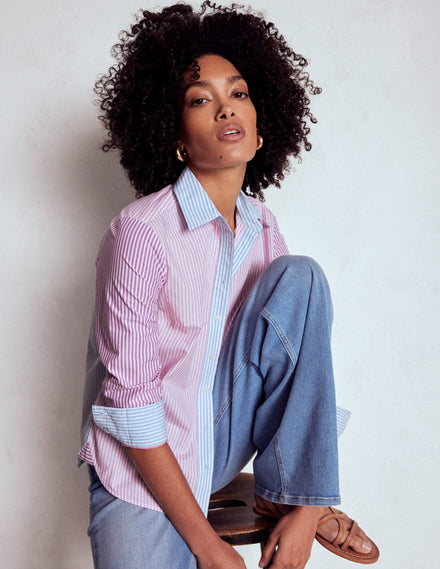 Sienna Cotton Shirt-Hotched, Multi Stripe