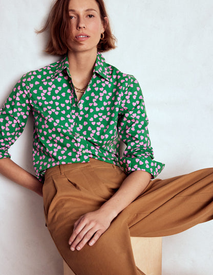Sienna Cotton Shirt-Highland Green, Heart Cascade-1