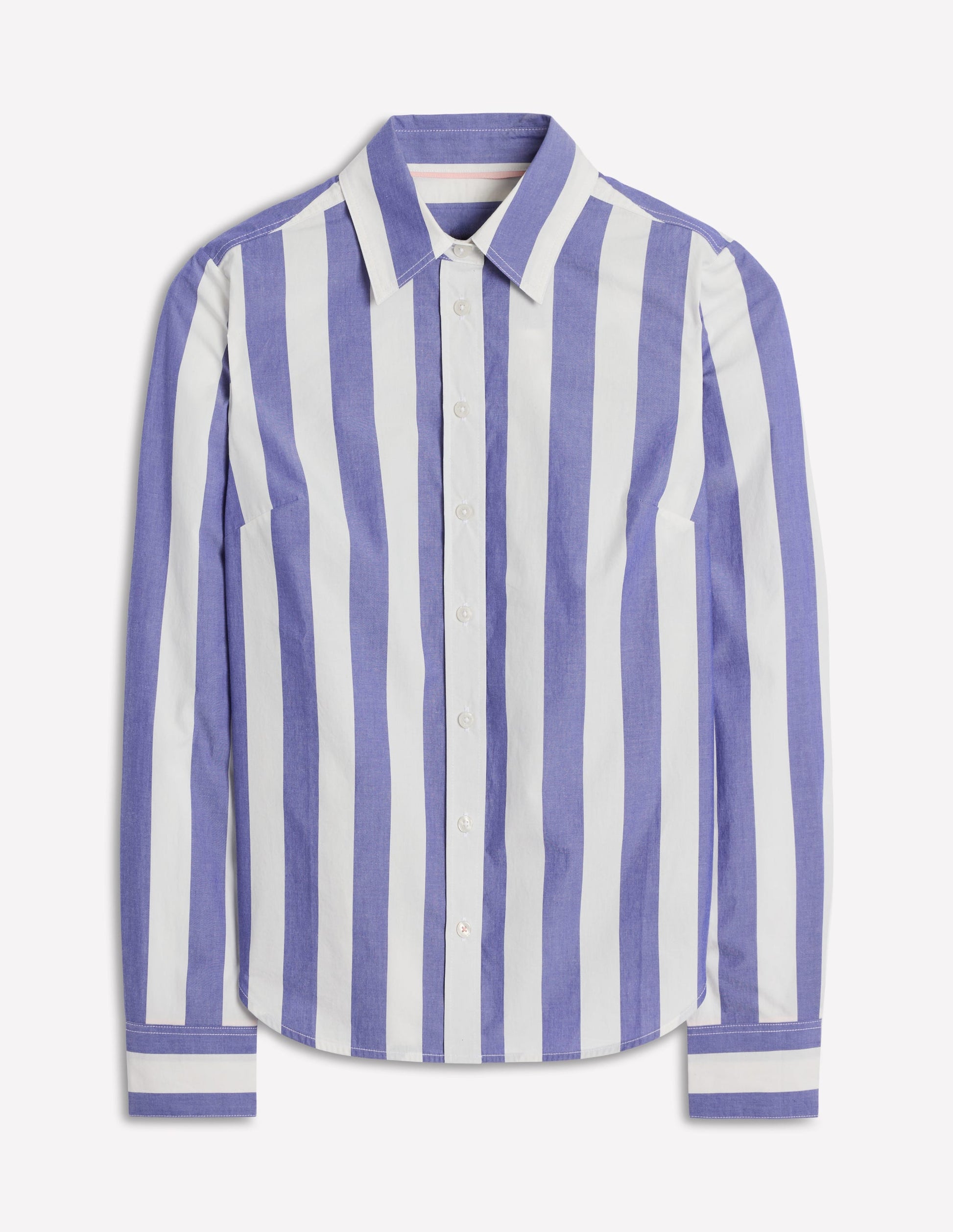 Sienna Cotton Shirt-Bright Blue and Ivory Stripe-5