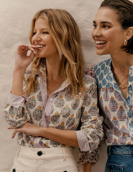 Sienna Cotton Shirt-Multi, Wildflower Bouquet