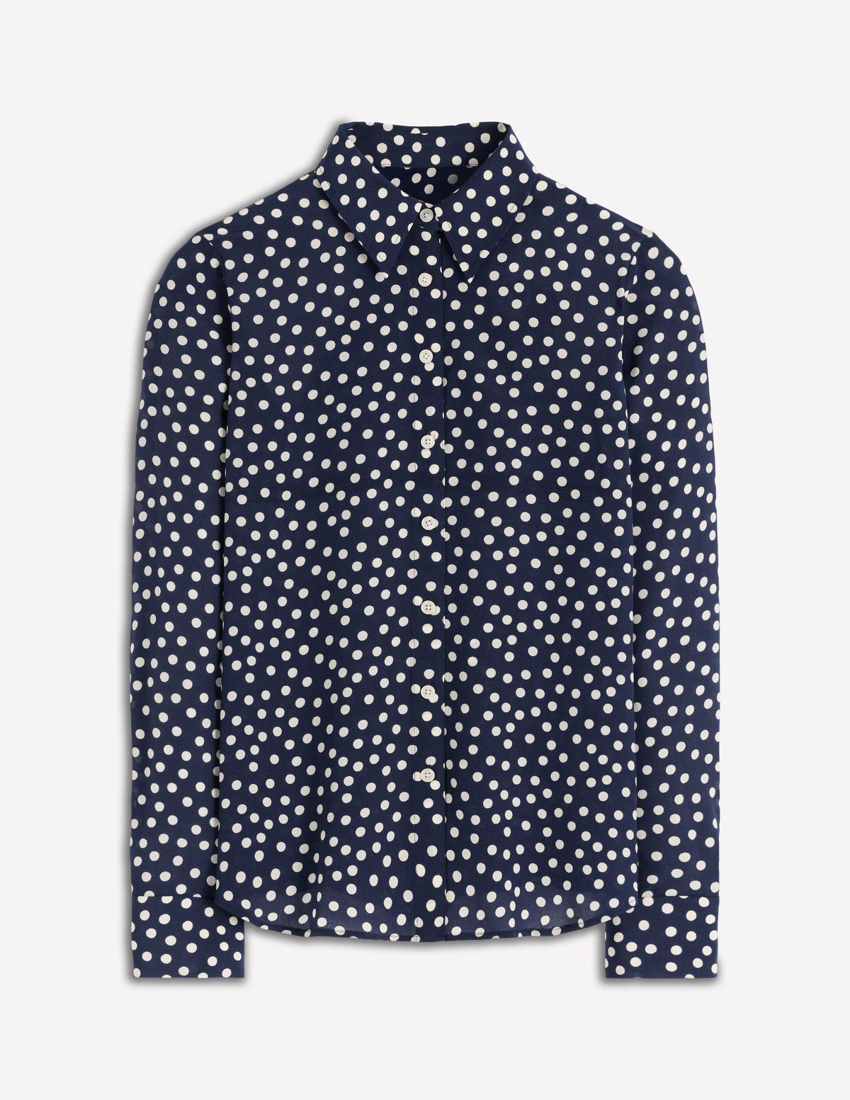 Sienna Silk Shirt-French Navy, Painted Dot - Image 6