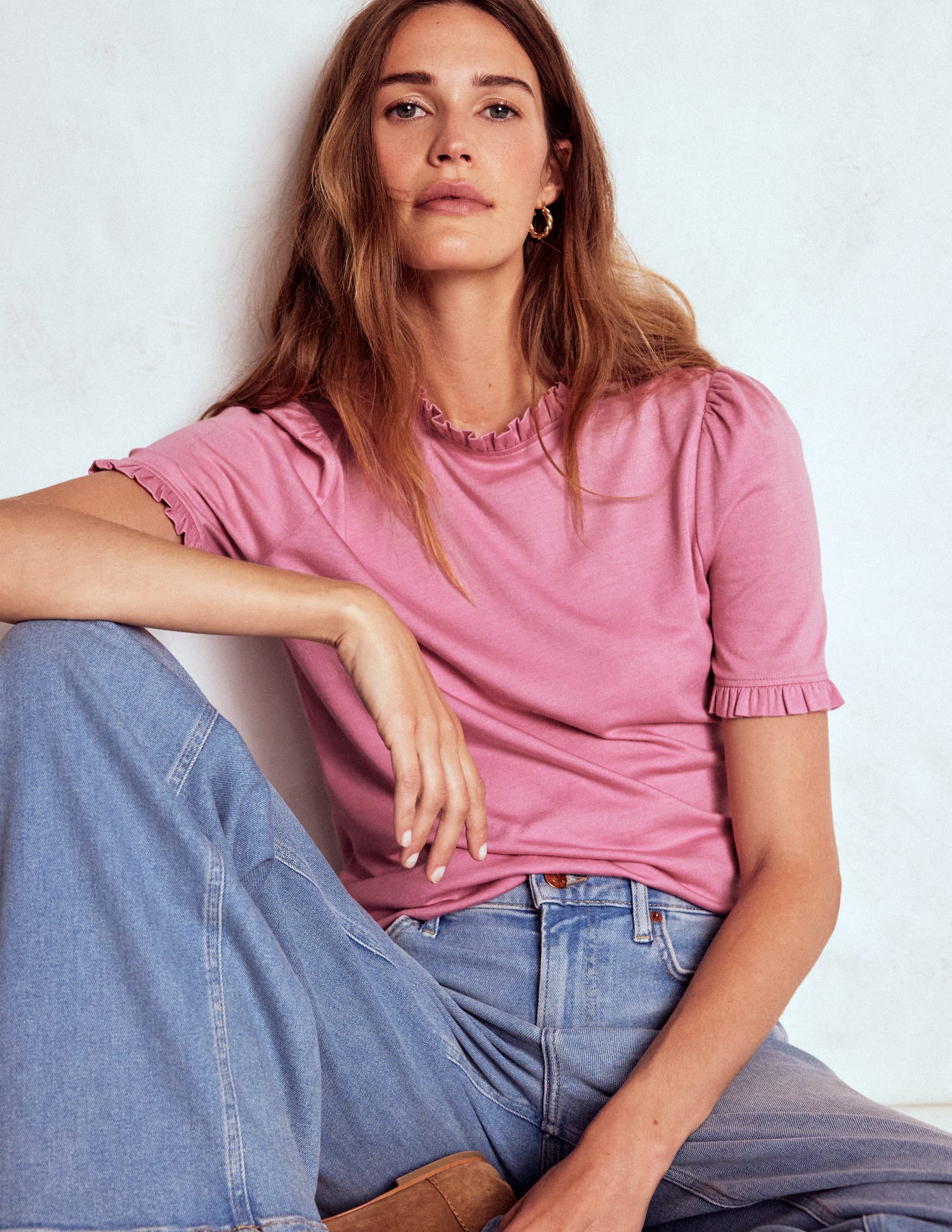 Supersoft Frill Detail T-shirt-Formica Pink - Image 1