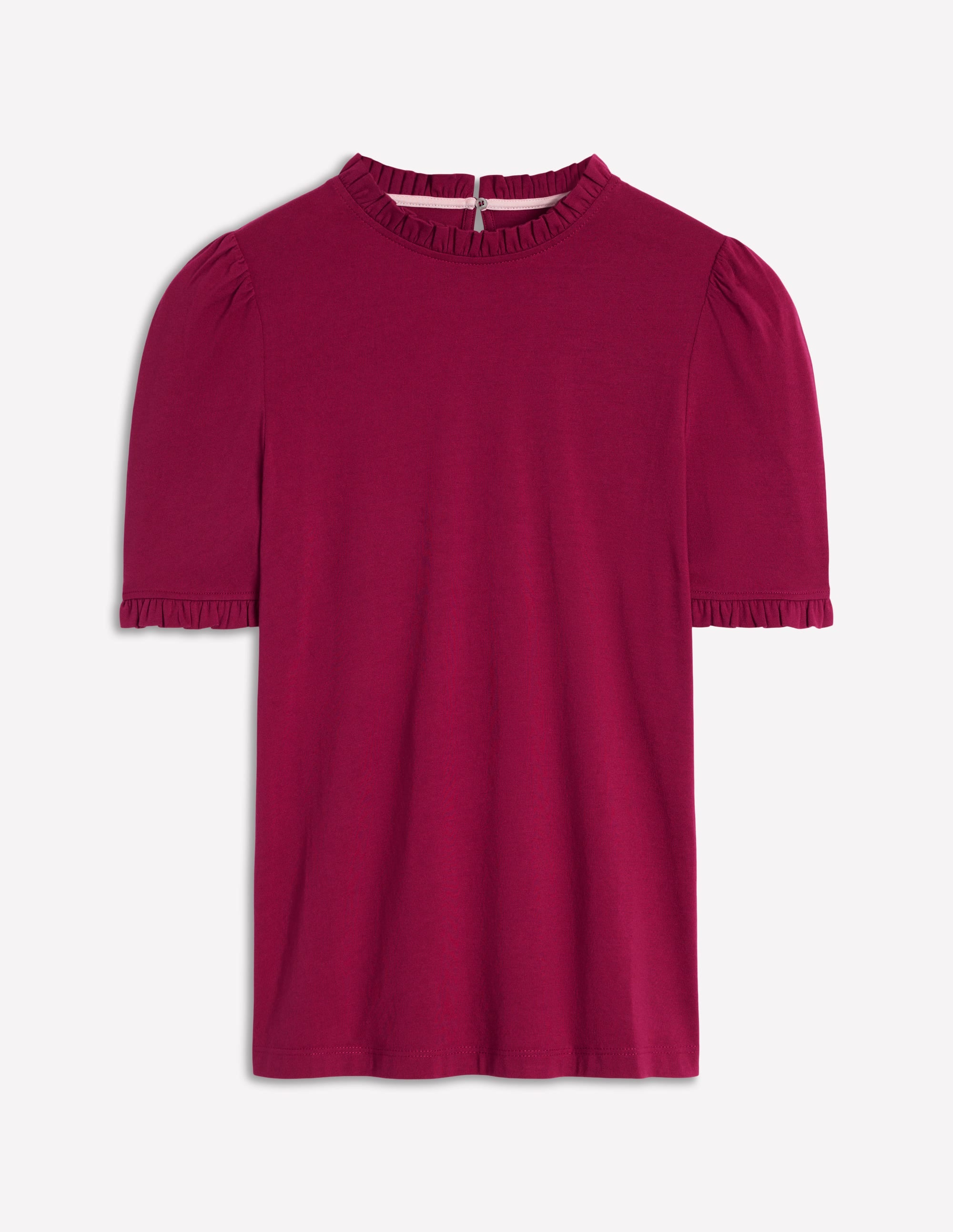 Supersoft Frill Detail T-shirt-Burgundy Red - Image 6