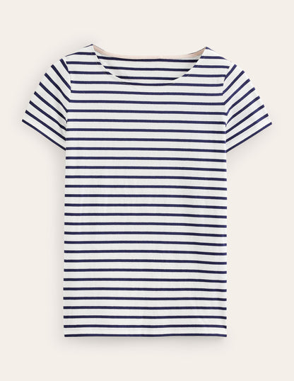 Ella Short Sleeve Breton-Ivory, Navy