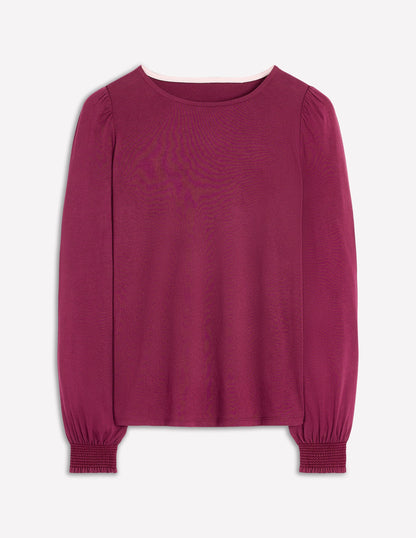 Smocked Cuff Supersoft Top-Deep Wisteria-5