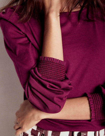 Smocked Cuff Supersoft Top-Deep Wisteria-2