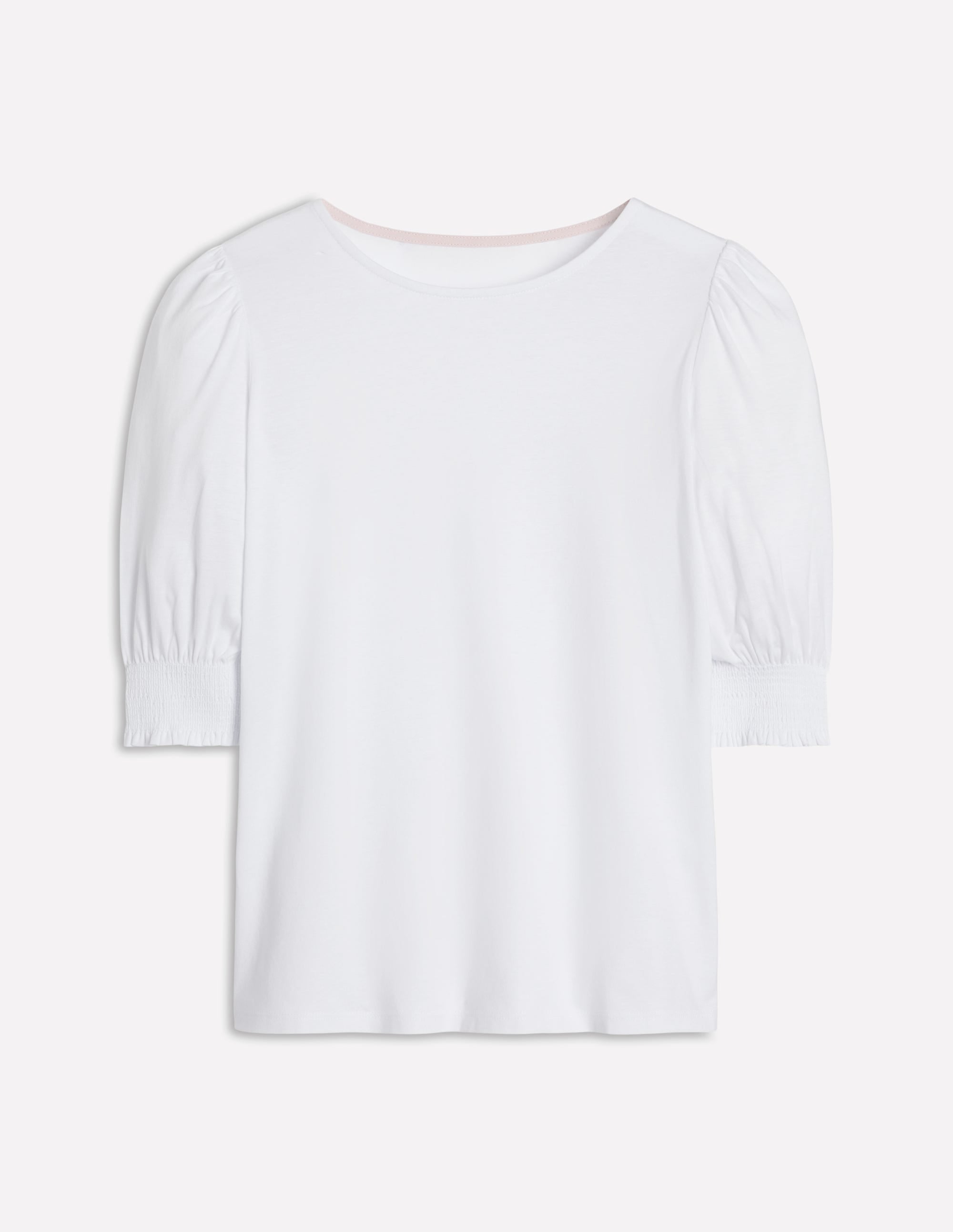 Short Sleeve Smocked Cuff Top-White - Image 7