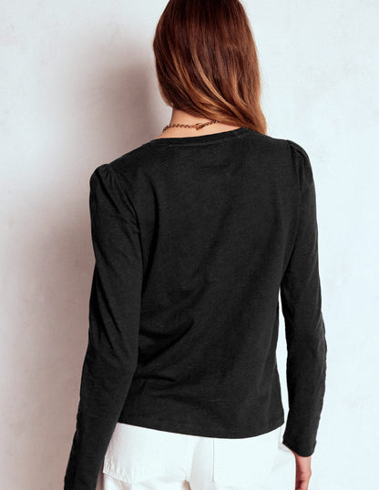 Cotton Crew Long Sleeve Top-Black-3