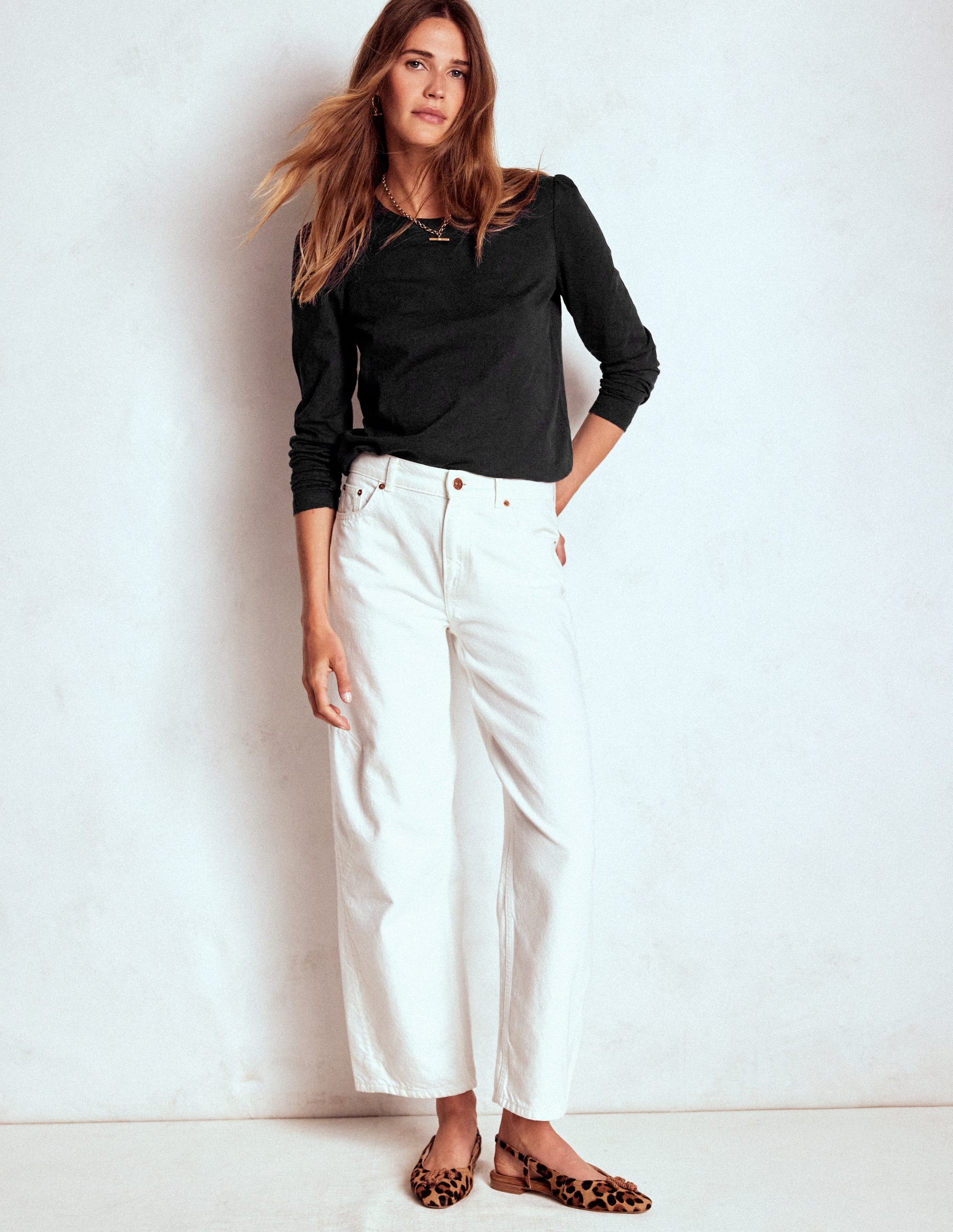 Cotton Crew Long Sleeve Top-Black-4