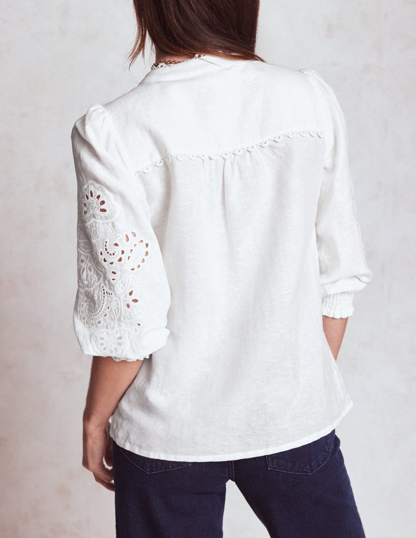 Alicia Cutwork Linen Top-White, Cutwork Embroidery