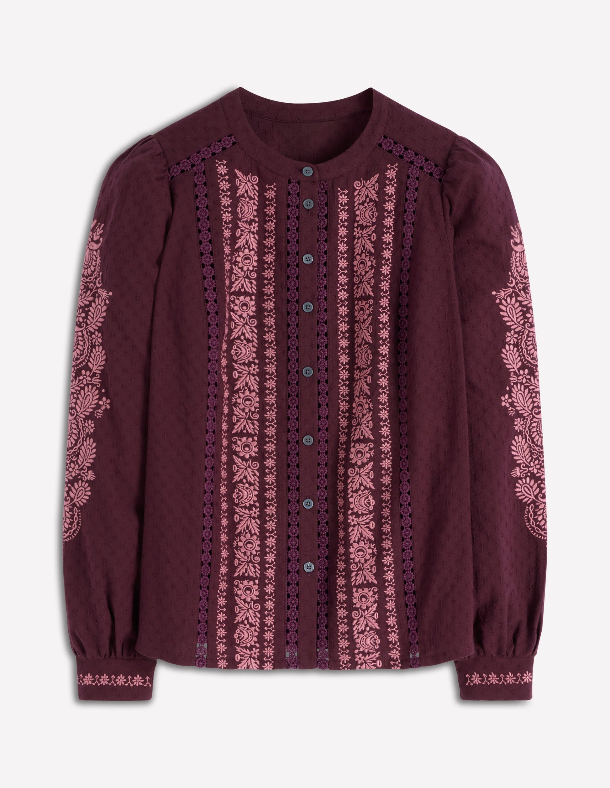 Embroidered Cotton Top-Dark Cherry-6