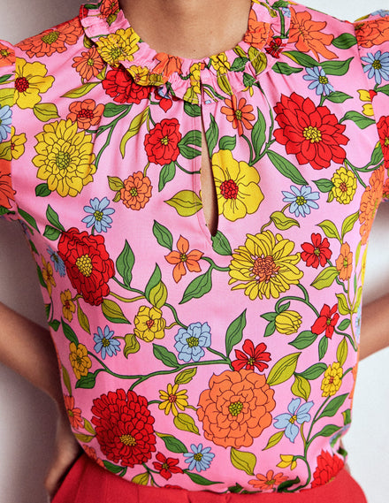 Ria Short Sleeve Top-Rose Bloom, Dahlia Trial